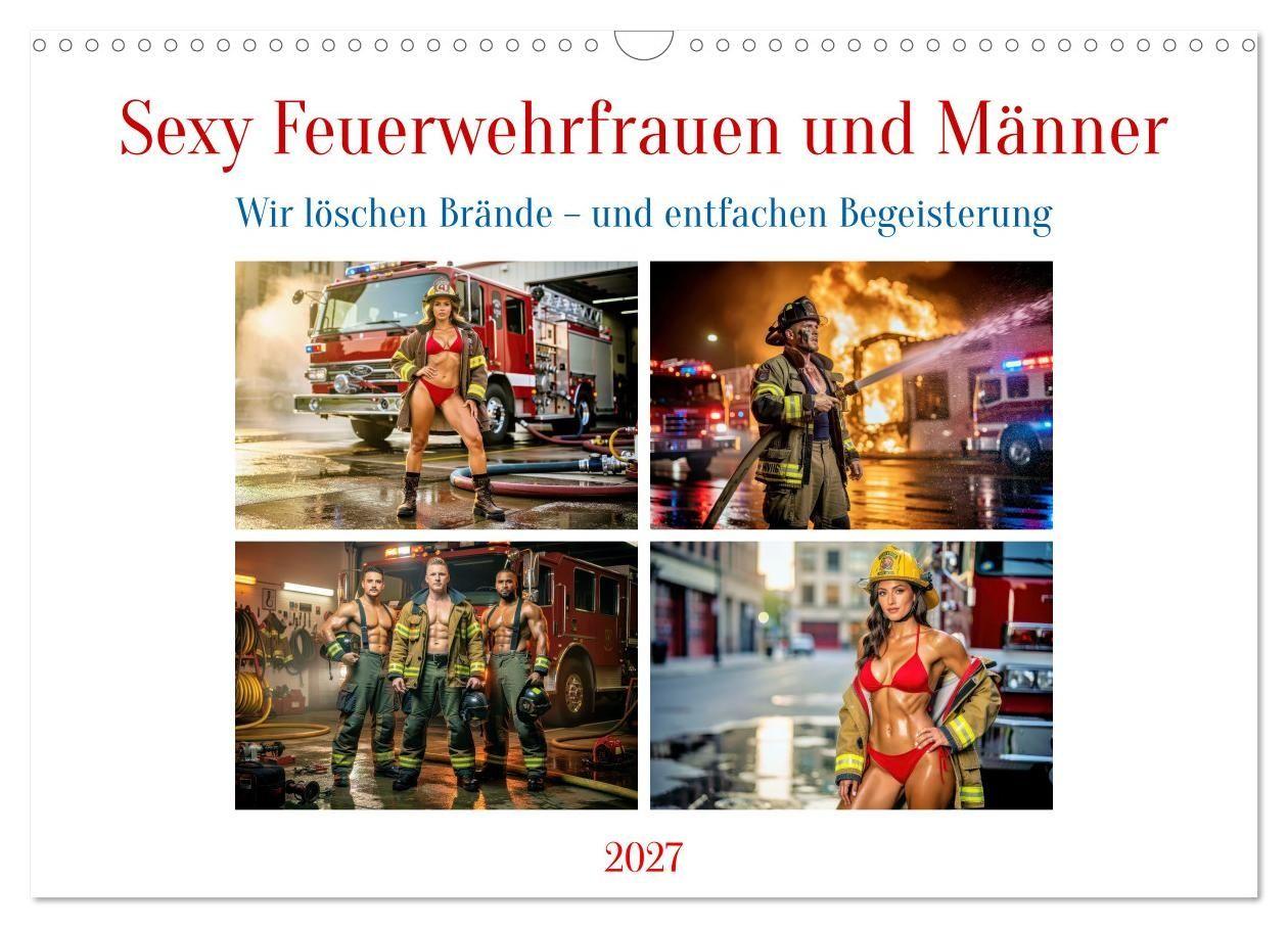Sexy Feuerwehrfrauen und Männer (Wandkalender 2027 DIN A3 quer) CALVENDO Monatskalender
