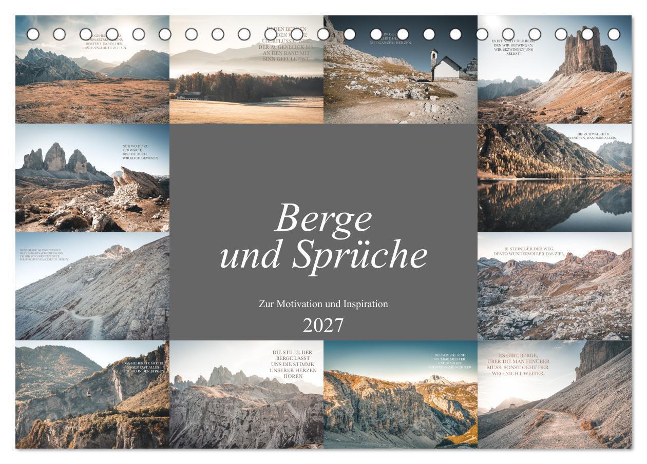 Berge und Sprüche zur Motivation und Inspiration (Tischkalender 2027 DIN A5 quer) CALVENDO Monatskalender