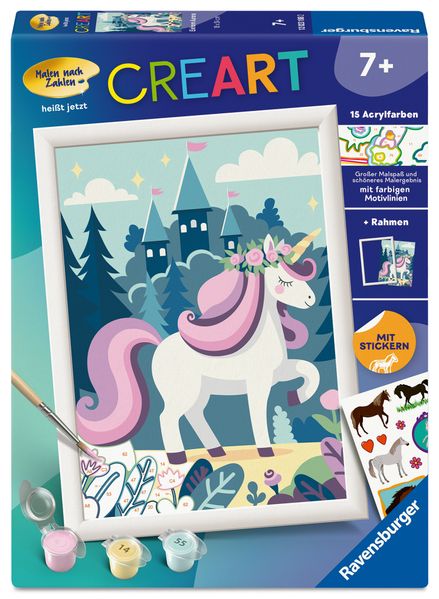CreArt Malen nach Zahlen Kinder - Einhorn Aurora