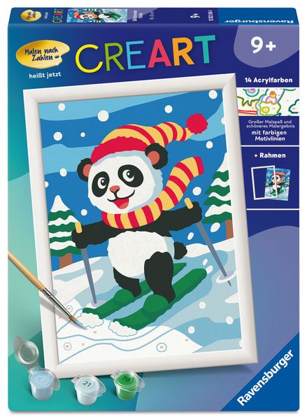 CreArt Malen nach Zahlen Kinder - Skifahrender Panda