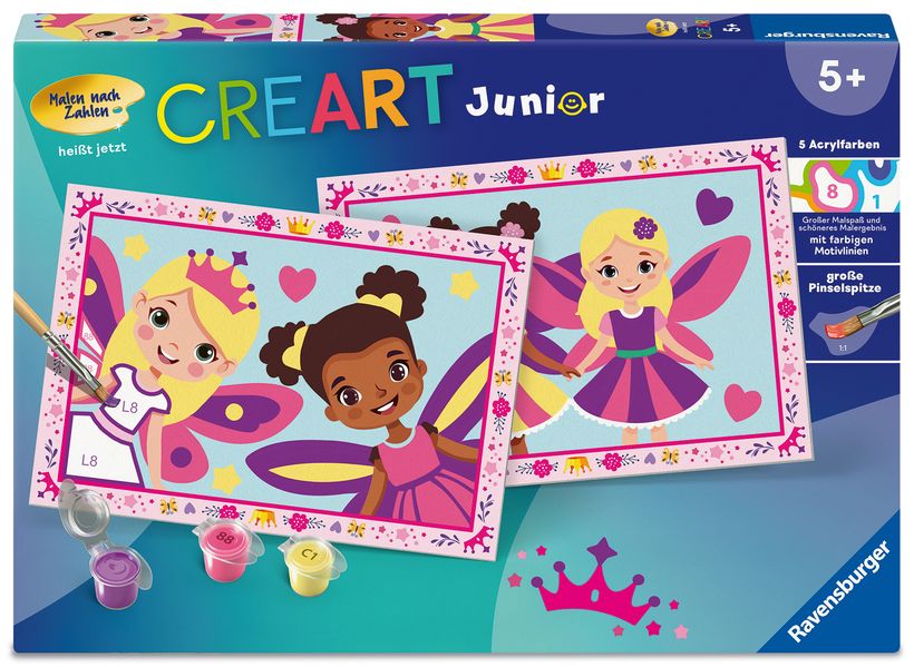 CreArt Malen nach Zahlen Junior - Feen-Prinzessinnen