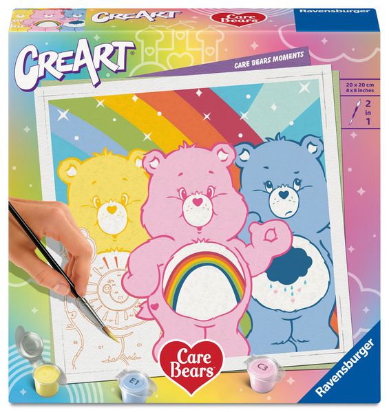 CreArt Malen nach Zahlen Adults Trend Care Bears - Glücksbärchi-Momente