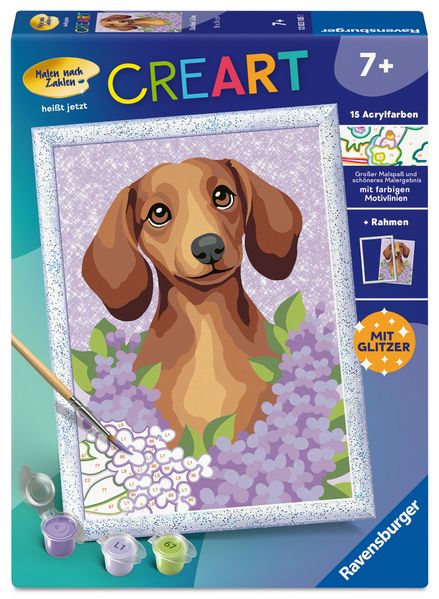CreArt Malen nach Zahlen Kinder - Dackel Lilac