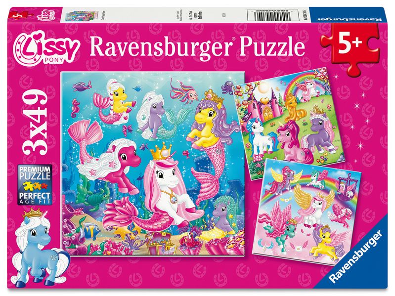 Kinderpuzzle 3x49 Teile - Lissy Pony - Zauberhafte Welten!