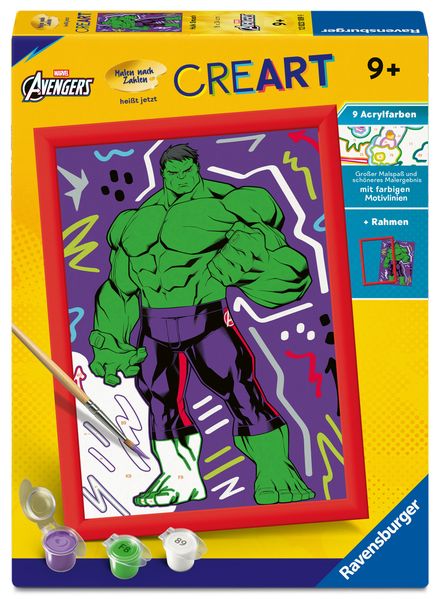 CreArt Malen nach Zahlen Kinder Marvel Avengers - Hulk Smash