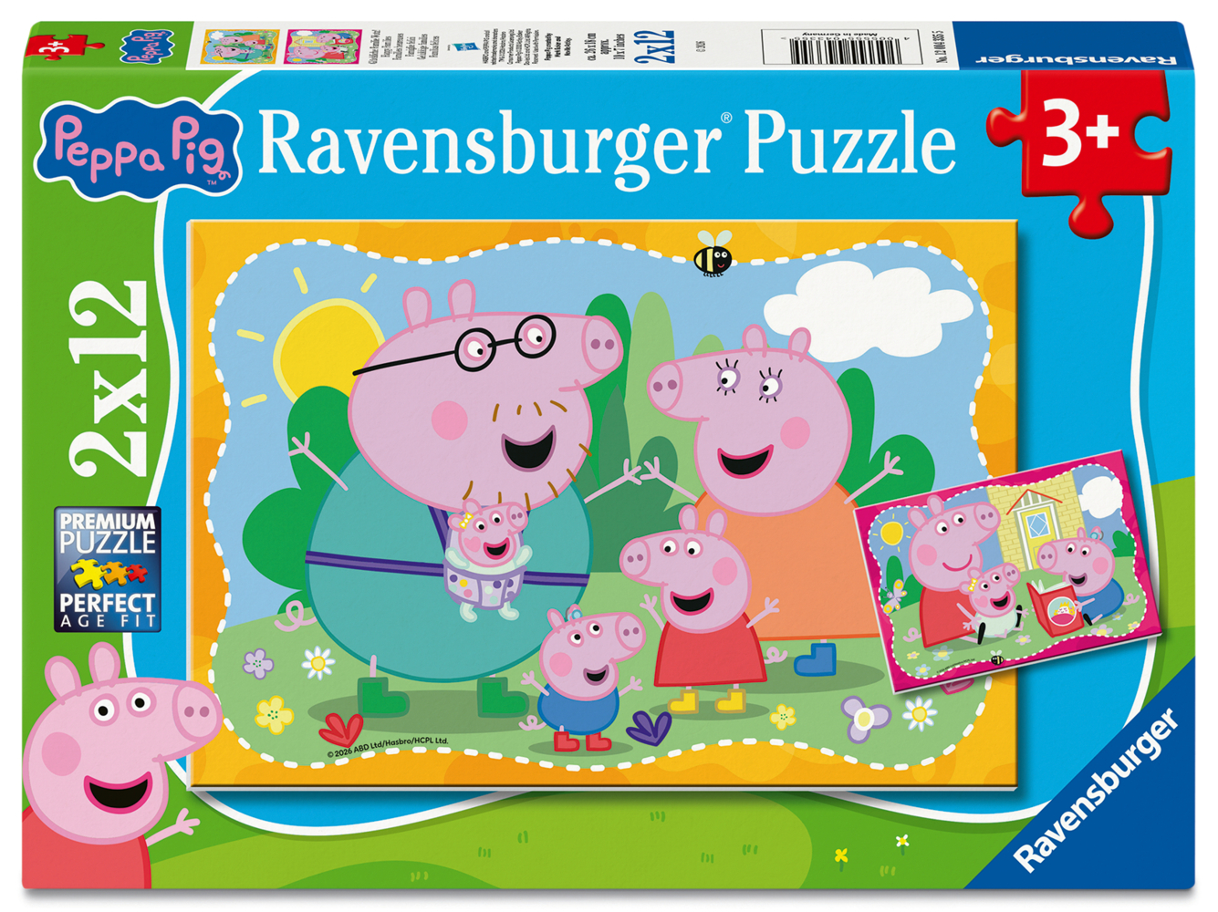 Kinderpuzzle 2x12 Teile - Peppa Wutz - Glückliche Familie Wutz!