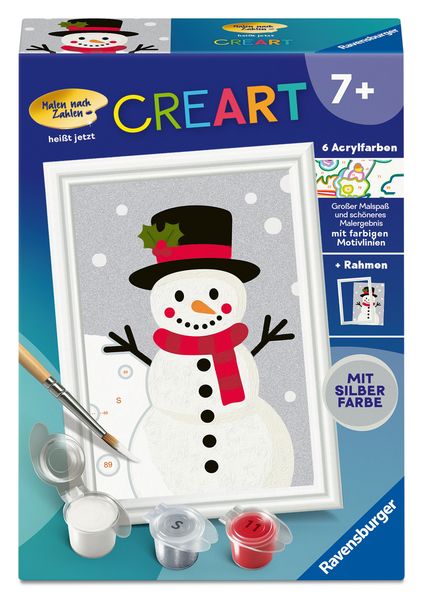 CreArt Malen nach Zahlen Kinder - Schneemann Snowy