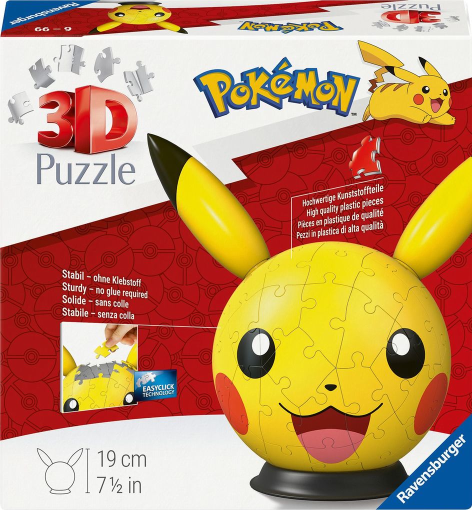 Puzzle-Ball Pokémon Pikachu mit ansteckbaren Ohren