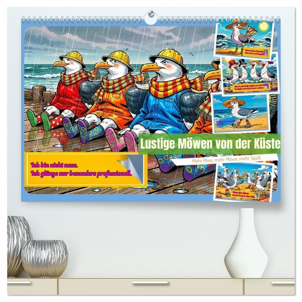 Lustige Möwen von der Küste (hochwertiger Premium Wandkalender 2027 DIN A2 quer) Kunstdruck in Hochglanz