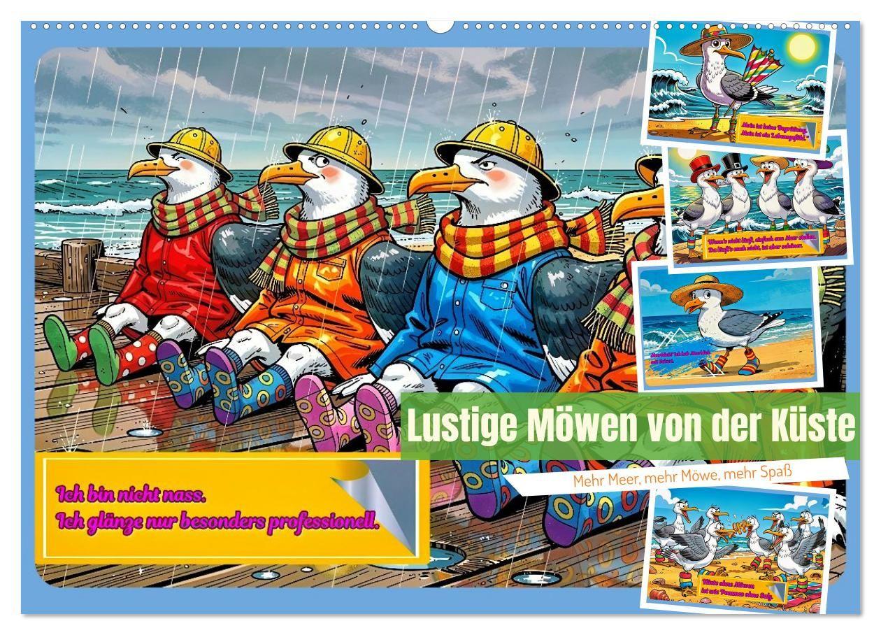 Lustige Möwen von der Küste (Wandkalender 2027 DIN A2 quer) CALVENDO Monatskalender