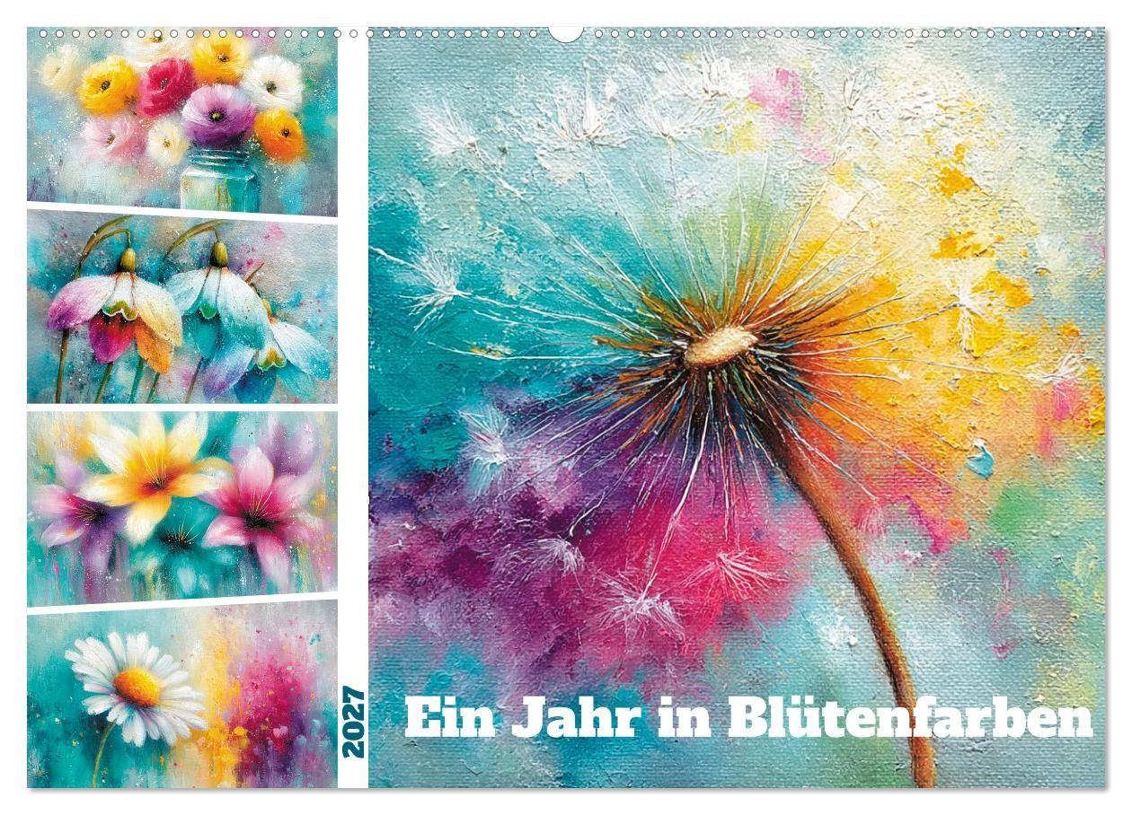 Ein Jahr in Blütenfarben (Wandkalender 2027 DIN A2 quer) CALVENDO Monatskalender