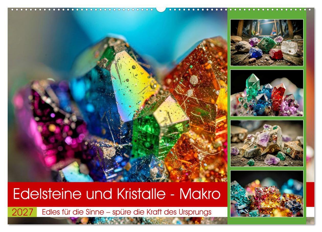 Edelsteine und Kristalle - Makro (Wandkalender 2027 DIN A2 quer) CALVENDO Monatskalender