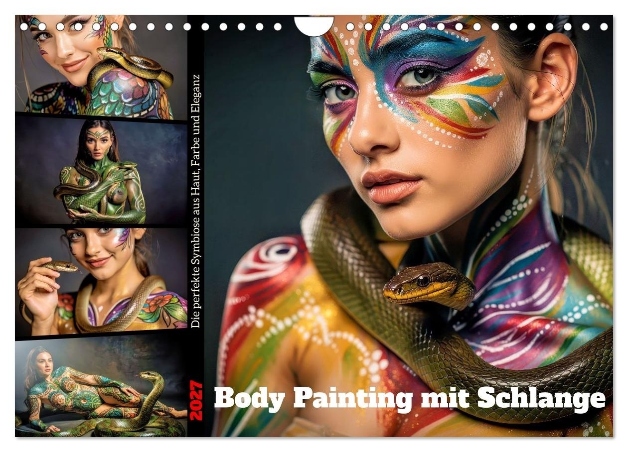 Body Painting mit Schlange (Wandkalender 2027 DIN A4 quer) CALVENDO Monatskalender