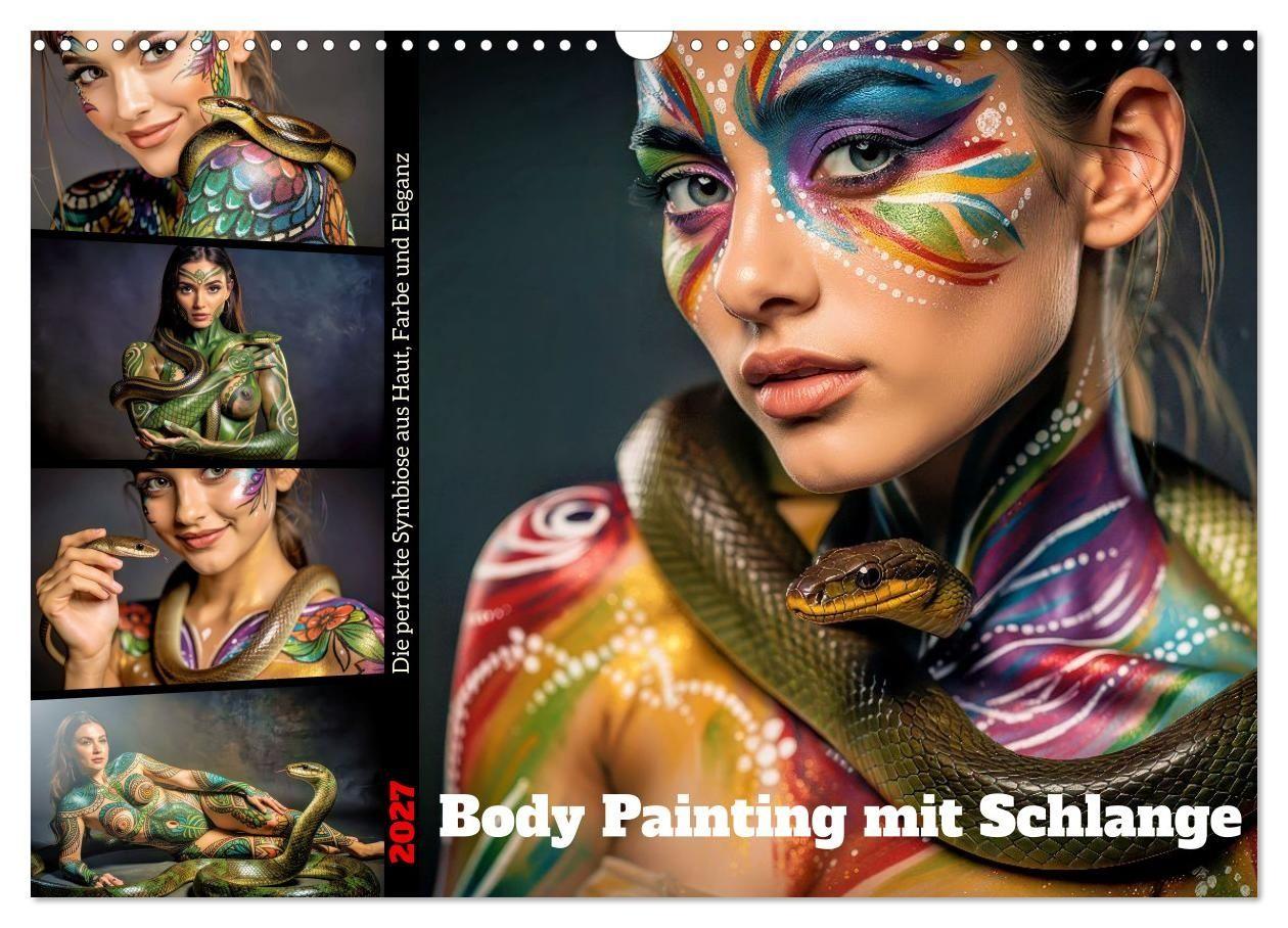 Body Painting mit Schlange (Wandkalender 2027 DIN A3 quer) CALVENDO Monatskalender