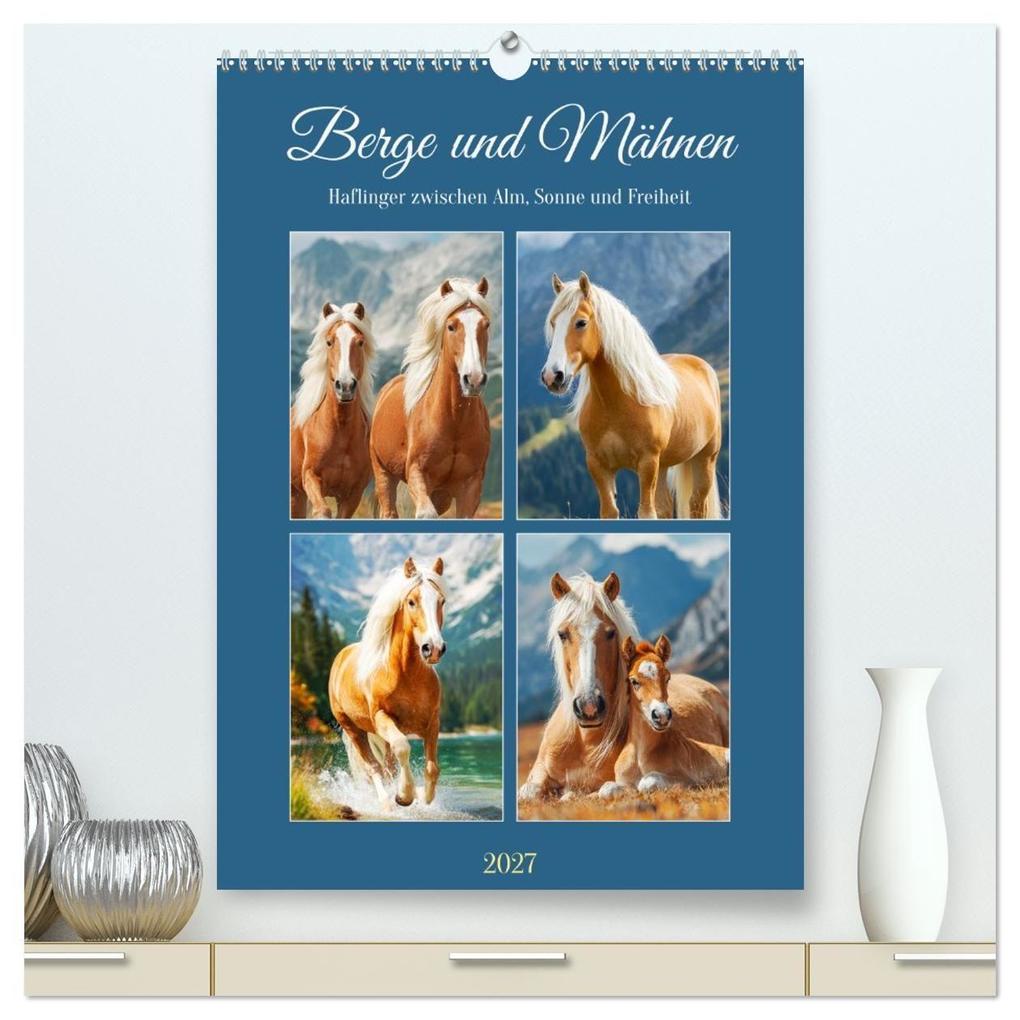 Berge und Mähnen. Haflinger zwischen Alm Sonne und Freiheit (hochwertiger Premium Wandkalender 2027 DIN A2 hoch) Kunstdruck in Hochglanz