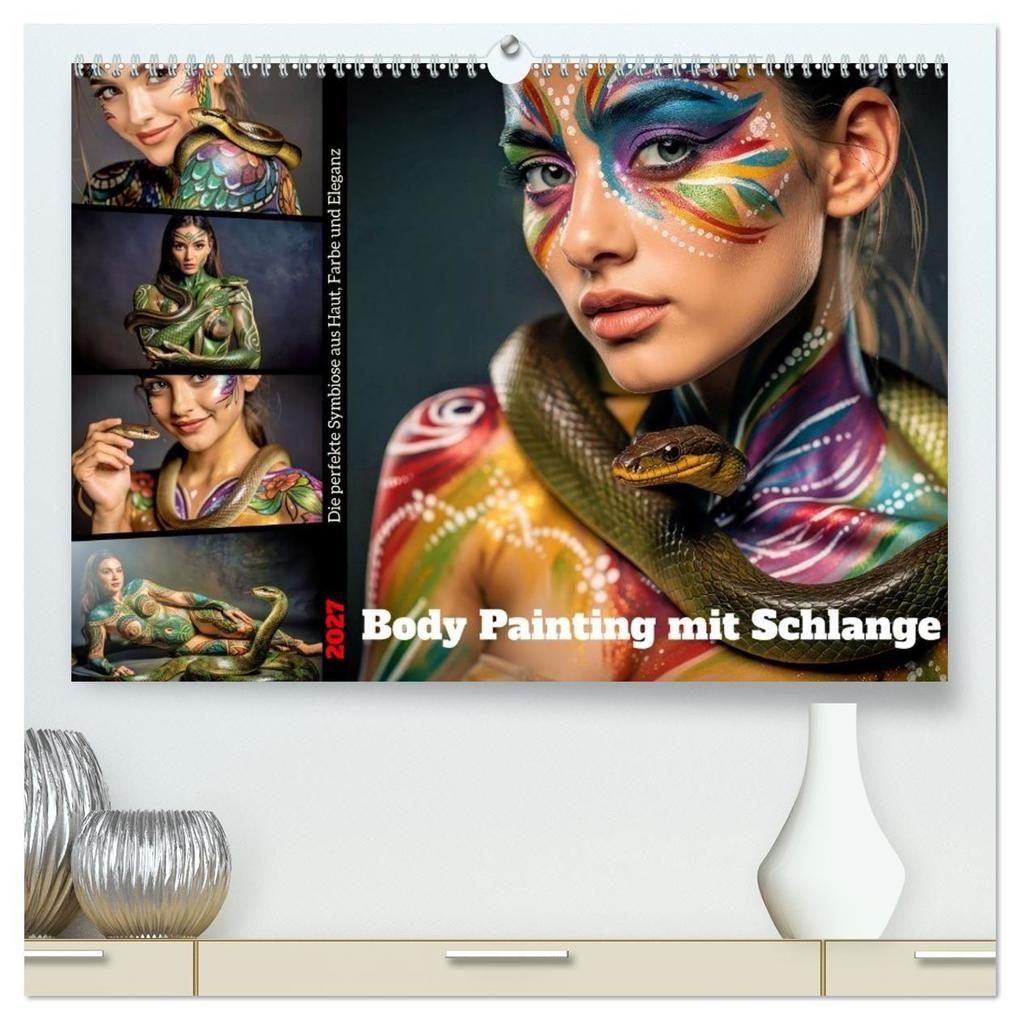 Body Painting mit Schlange (hochwertiger Premium Wandkalender 2027 DIN A2 quer) Kunstdruck in Hochglanz