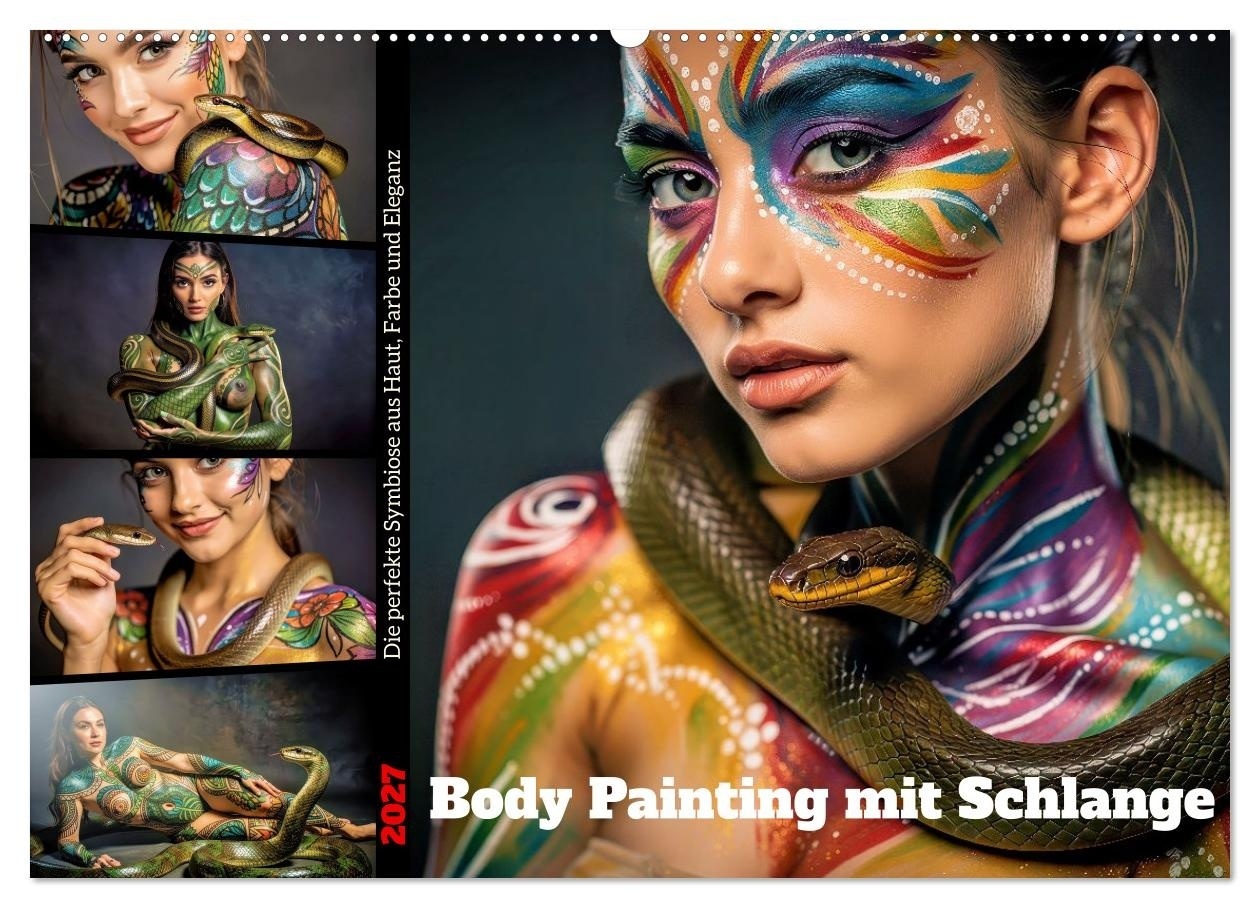 Body Painting mit Schlange (Wandkalender 2027 DIN A2 quer) CALVENDO Monatskalender