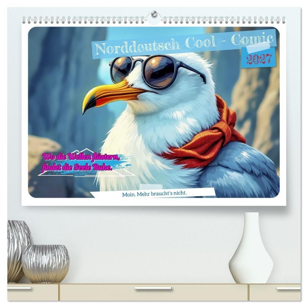 Norddeutsch Cool - Comic (hochwertiger Premium Wandkalender 2027 DIN A2 quer) Kunstdruck in Hochglanz