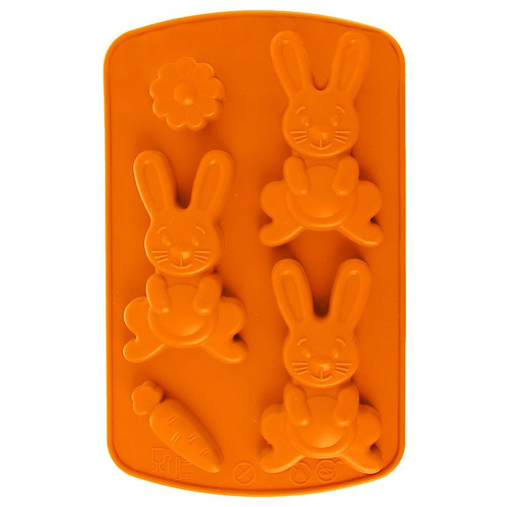 Orange Hasen-Silikonform für Kekse und Pralinen
