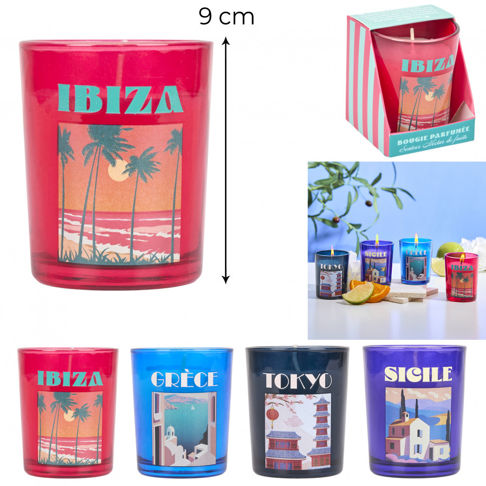 Duftkerze aus Glas 9 cm hoch ReisegrOesse 4- fach