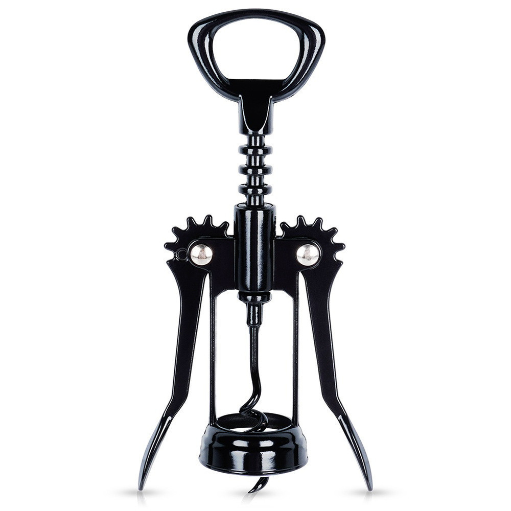 Schwarzer Weinkorkenzieher aus Metall 16 cm