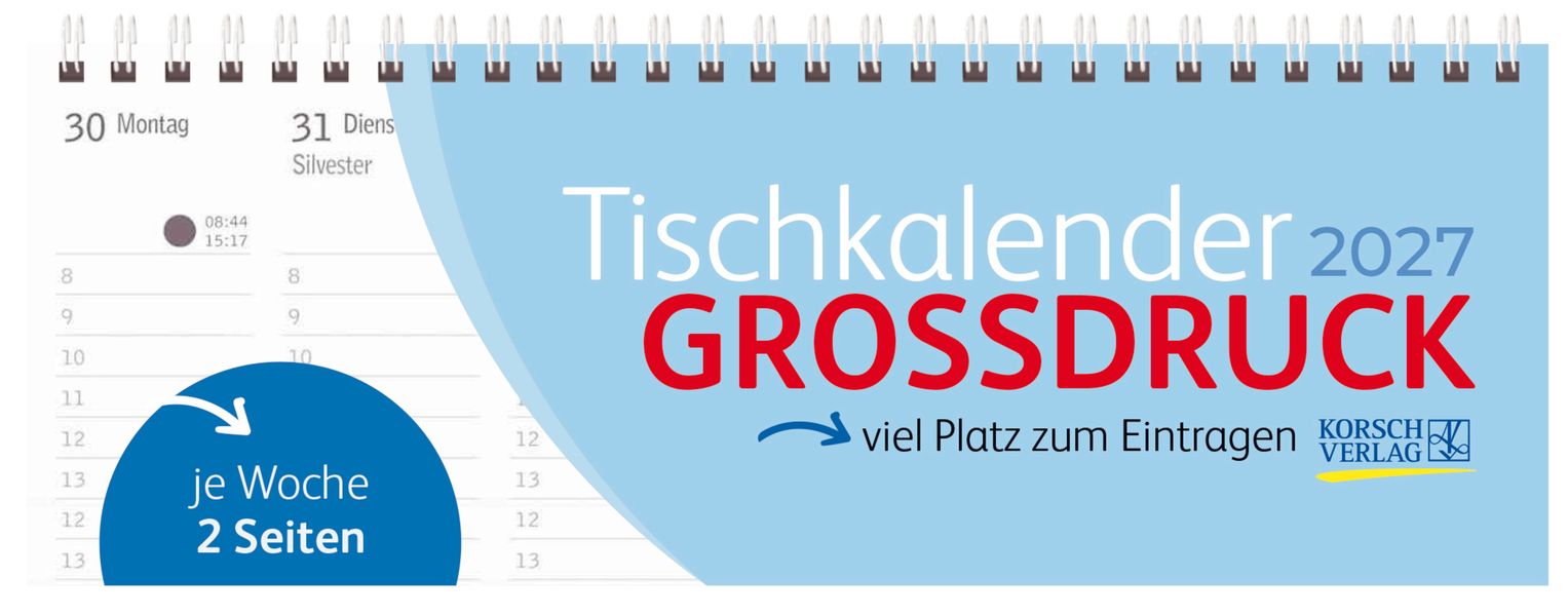 Tischquerkalender Großdruck 2027
