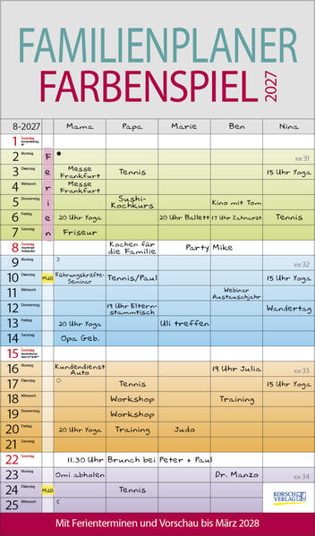 Familienplaner Farbenspiel 2027