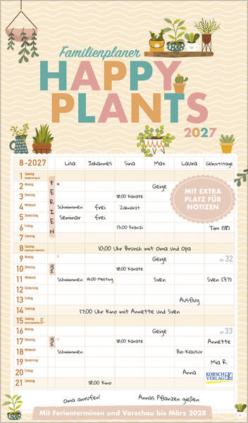 Familienplaner Happy Plants 2027
