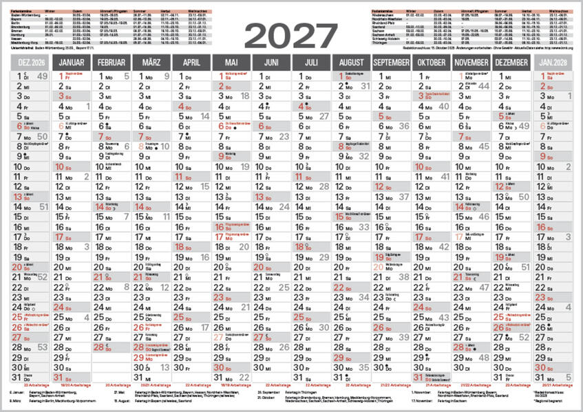Tafelkalender A4 2027