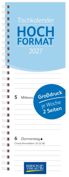 Tischkalender Hochformat Großdruck 2027