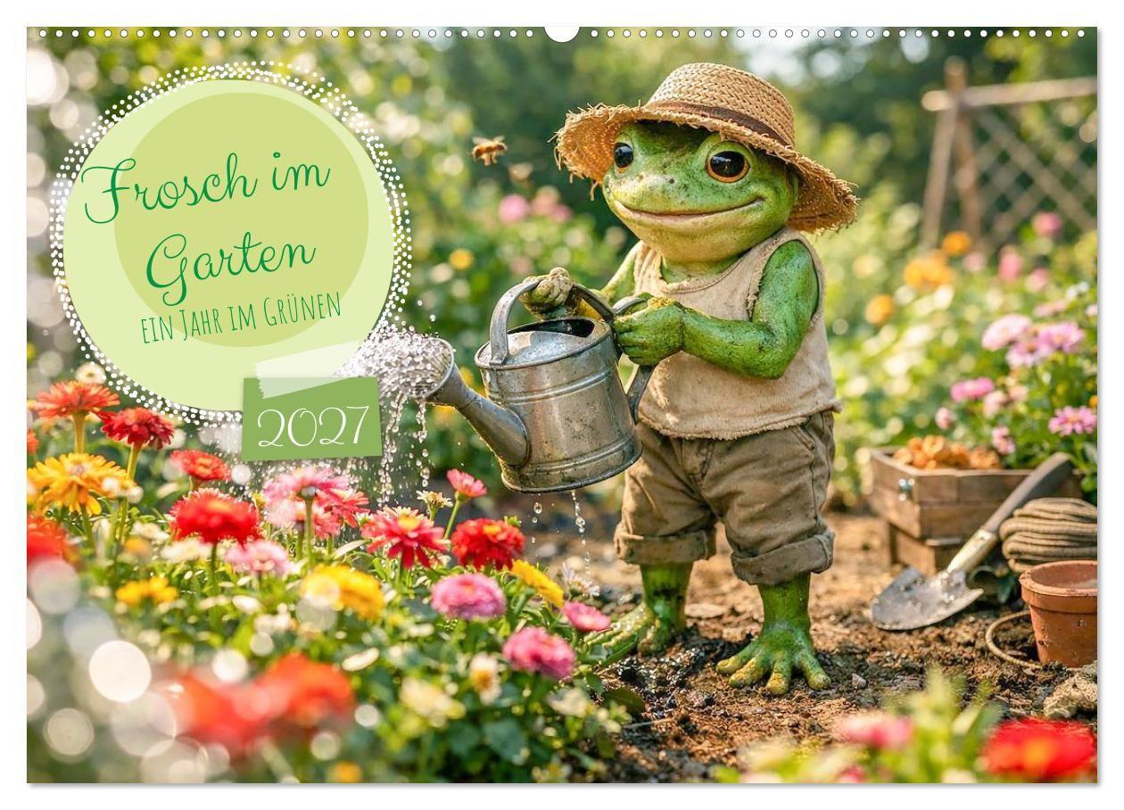 Frosch im Garten (Wandkalender 2027 DIN A2 quer) CALVENDO Monatskalender