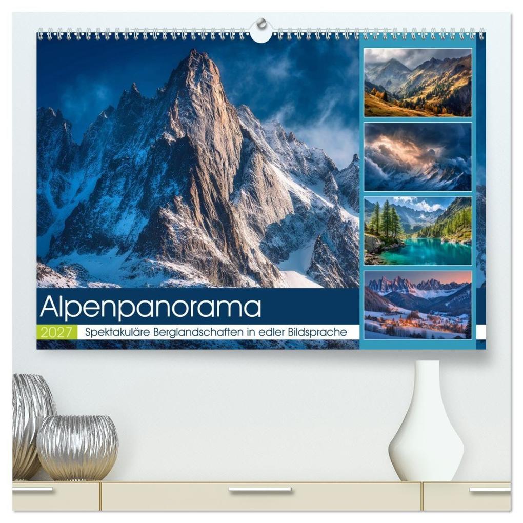 Alpenpanorama (hochwertiger Premium Wandkalender 2027 DIN A2 quer) Kunstdruck in Hochglanz