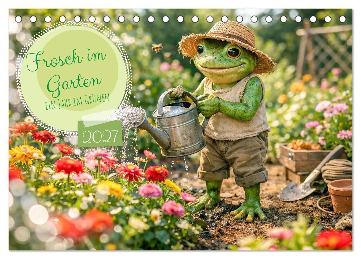Frosch im Garten (Tischkalender 2027 DIN A5 quer) CALVENDO Monatskalender
