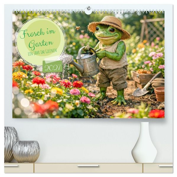 Frosch im Garten (hochwertiger Premium Wandkalender 2027 DIN A2 quer) Kunstdruck in Hochglanz
