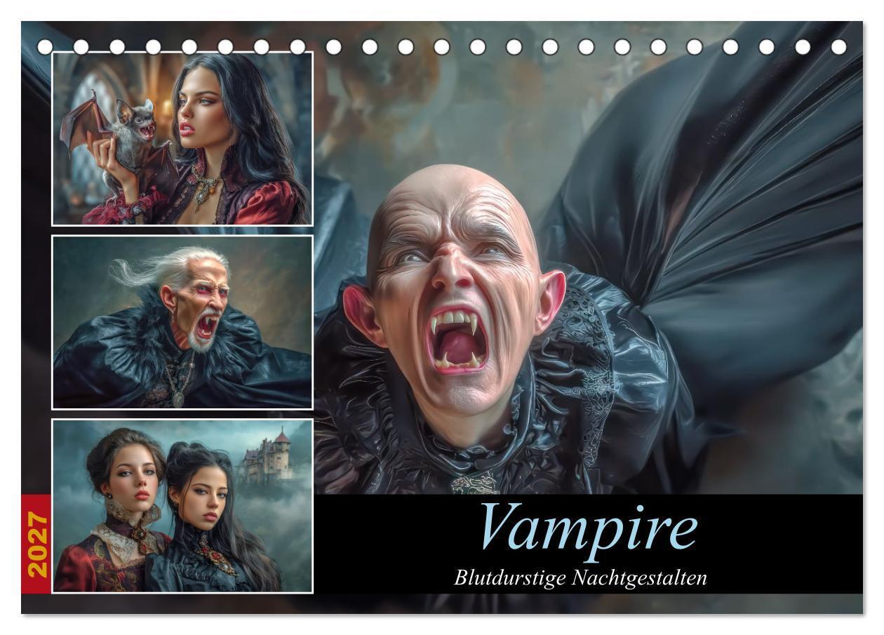 Vampire - Blutdurstige Nachtgestalten (Tischkalender 2027 DIN A5 quer) CALVENDO Monatskalender