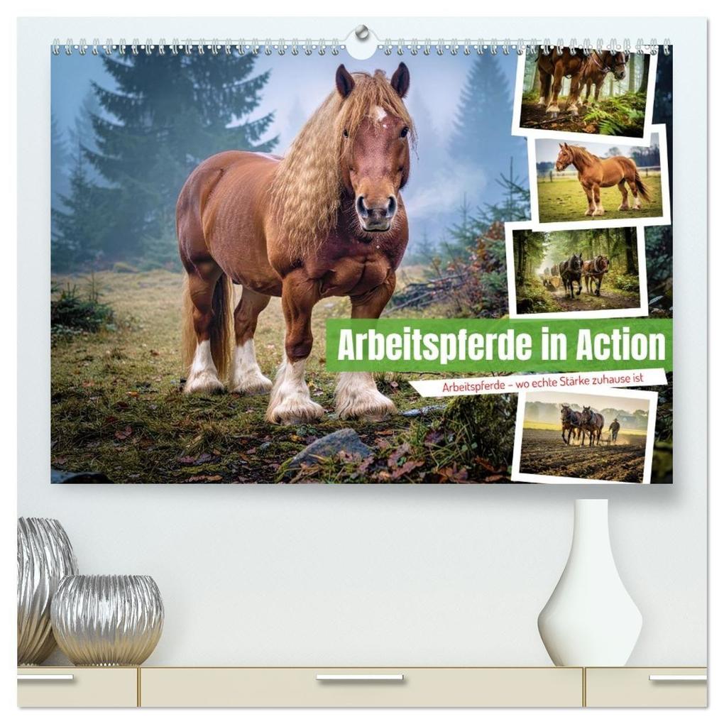 Arbeitspferde in Action (hochwertiger Premium Wandkalender 2027 DIN A2 quer) Kunstdruck in Hochglanz