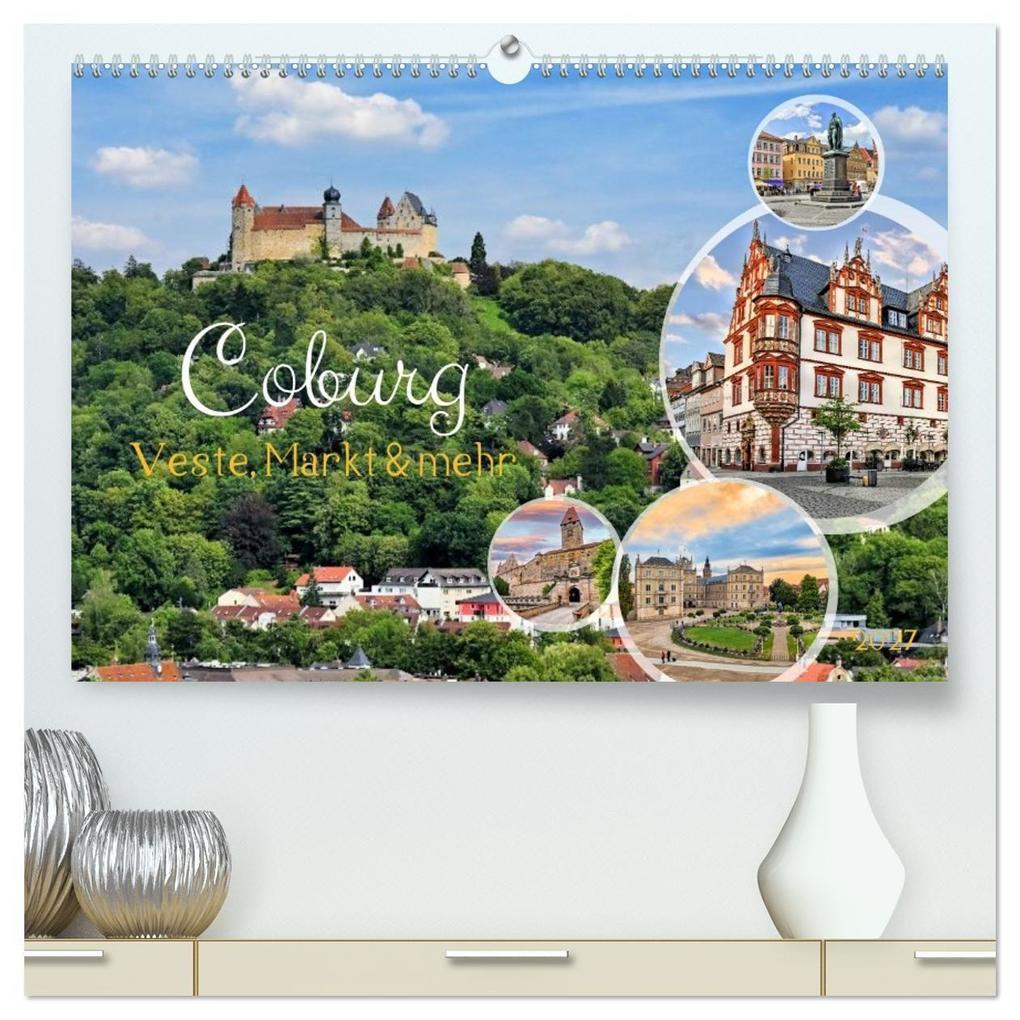 Coburg - Veste Markt & mehr (hochwertiger Premium Wandkalender 2027 DIN A2 quer) Kunstdruck in Hochglanz