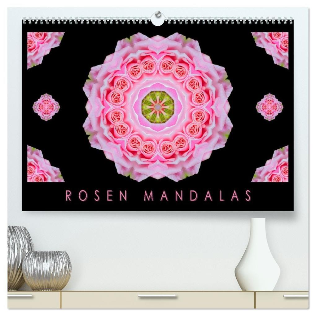 ROSEN MANDALAS (hochwertiger Premium Wandkalender 2027 DIN A2 quer) Kunstdruck in Hochglanz