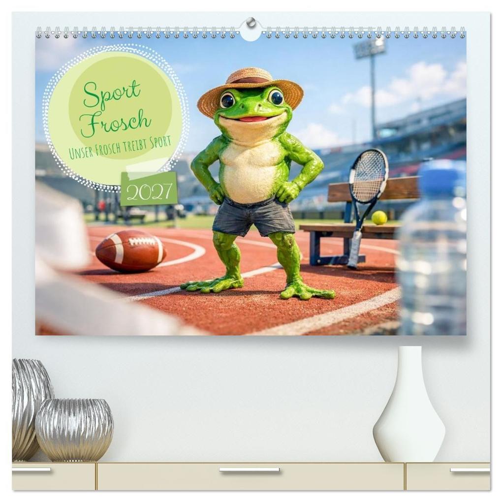 Sportfrosch (hochwertiger Premium Wandkalender 2027 DIN A2 quer) Kunstdruck in Hochglanz