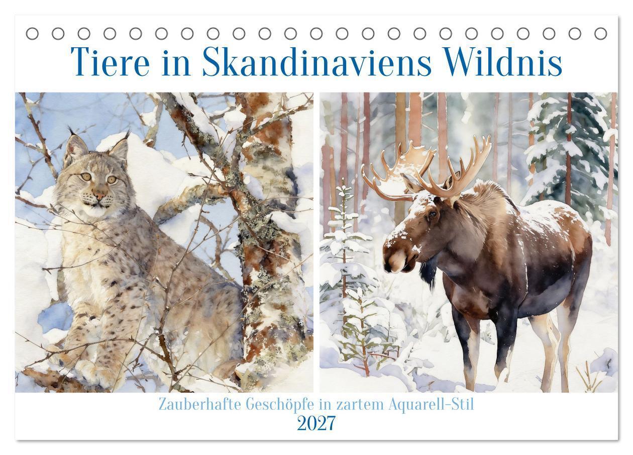 Tiere in Skandinaviens Wildnis (Tischkalender 2027 DIN A5 quer) CALVENDO Monatskalender