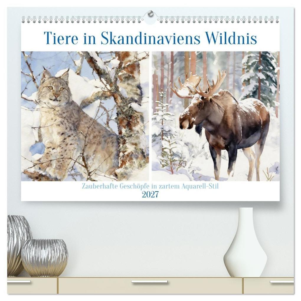 Tiere in Skandinaviens Wildnis (hochwertiger Premium Wandkalender 2027 DIN A2 quer) Kunstdruck in Hochglanz