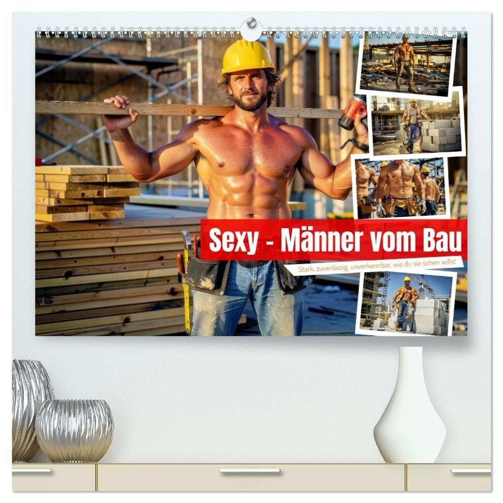 Sexy - Männer vom Bau (hochwertiger Premium Wandkalender 2027 DIN A2 quer) Kunstdruck in Hochglanz