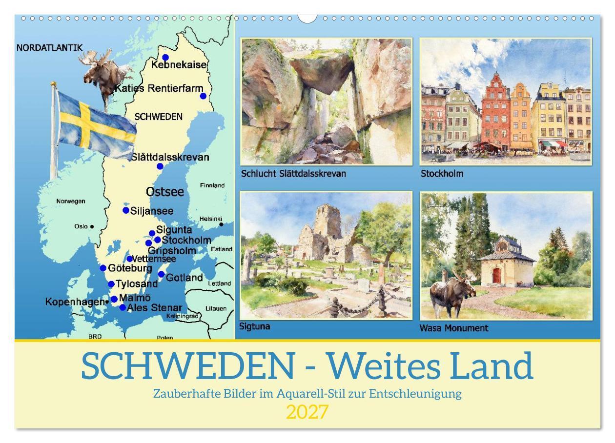 Schweden - Weites Land (Wandkalender 2027 DIN A2 quer) CALVENDO Monatskalender