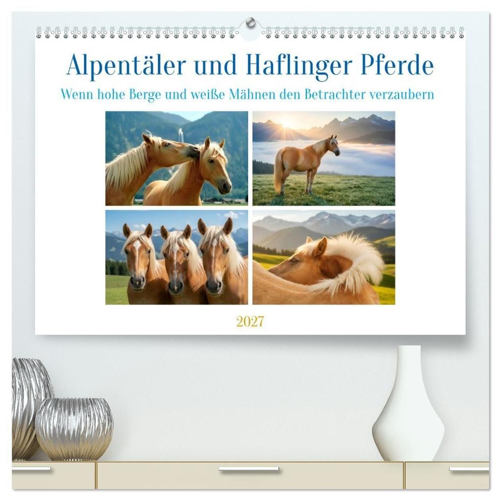 Alpentäler und Haflinger Pferde (hochwertiger Premium Wandkalender 2027 DIN A2 quer) Kunstdruck in Hochglanz