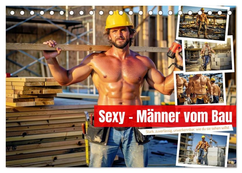 Sexy - Männer vom Bau (Tischkalender 2027 DIN A5 quer) CALVENDO Monatskalender