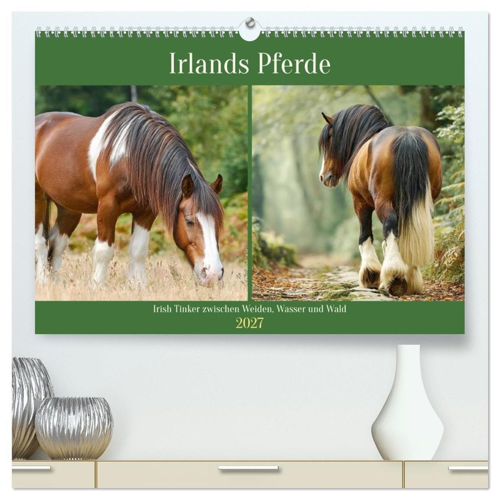 Irlands Pferde. Irish Tinker zwischen Weiden Wasser und Wald (hochwertiger Premium Wandkalender 2027 DIN A2 quer) Kunstdruck in Hochglanz
