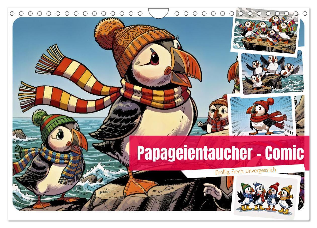 Papageientaucher - Comic (Wandkalender 2027 DIN A4 quer) CALVENDO Monatskalender
