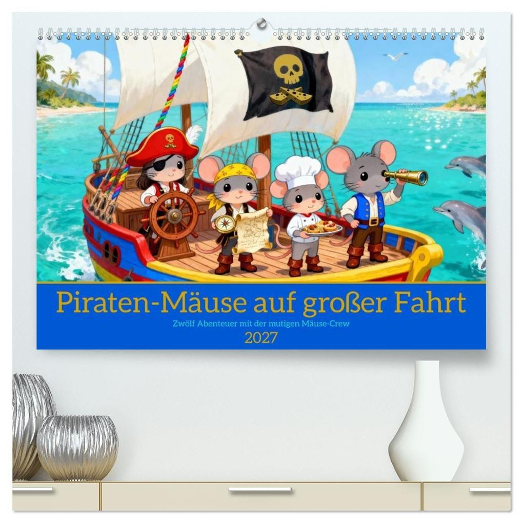 Piraten-Mäuse auf großer Fahrt (hochwertiger Premium Wandkalender 2027 DIN A2 quer) Kunstdruck in Hochglanz