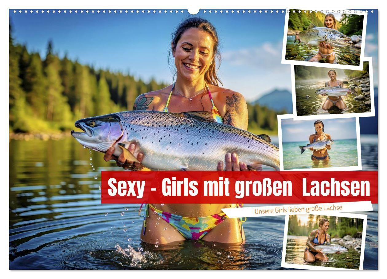 Sexy - Girls mit großen Lachsen (Wandkalender 2027 DIN A2 quer) CALVENDO Monatskalender