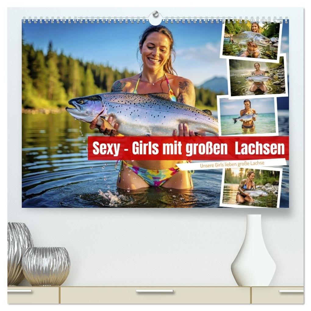 Sexy - Girls mit großen Lachsen (hochwertiger Premium Wandkalender 2027 DIN A2 quer) Kunstdruck in Hochglanz